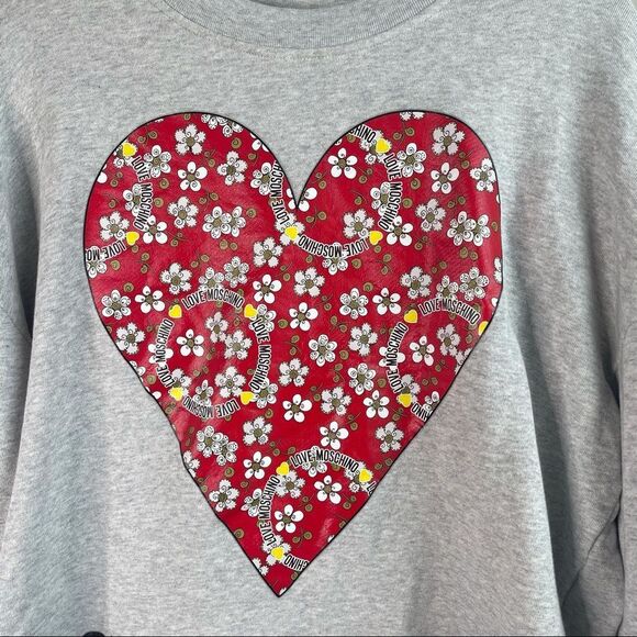 Love Moschino heart French‎ cotton sweatshirt size medium - Picture 6 of 10